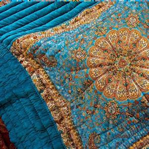 لحاف کرسی شب یلدا ترمه افشار تراکم بالا و مخمل سنتی دستدوز یزدیپرشده از الیاف قابل شستشو سایز4×4 باگرمی بالا