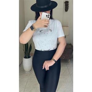 تیشرت جواهردوزی ترک تک رنگ فری سایز36تا44