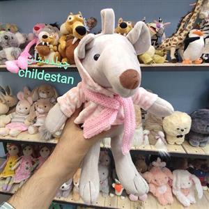 عروسک پولیشی اورجینال  موش شال گردنی سایز 25 سانتی متر رنگ صورتی
