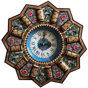 ساعت دیواری خاتم کاری مدل خورشیدی صفحه 15 سانت 