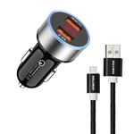 Koluman KC - C06 Car Charger With Lightning And USB-C Cable