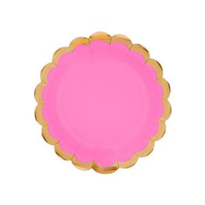 بشقاب صورتی طلاکوب ( 10 عددی )