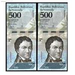 اسکناس جفت بانکی و ارزشمند 500 بولیوار ونزوئلا