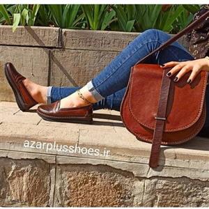 کفش زنانه و دخترانه طبی و روزمره راحتی تمام چرم اصل گاوی مدل آنیل