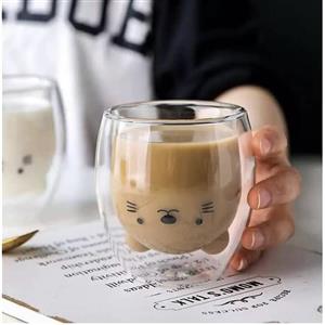 لیوان دوجداره طرح گربه