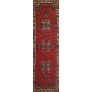 رومیزی رانر ترمه ابریشم کد TRRA43 نفیس رنگ قرمز  آستر زرشکی مغزی دوزی
