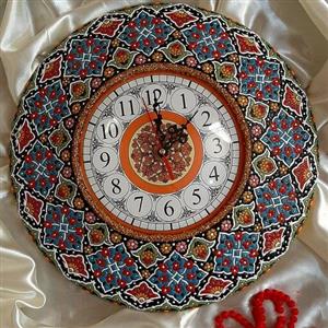 ساعت دیواری سفالی میناکاری شده 40 سانتی