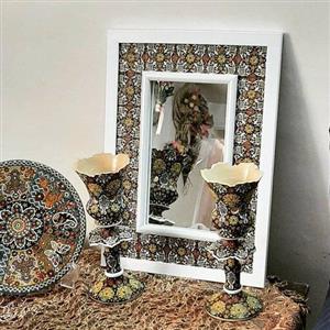 آینه شمعدان میناکاری بسیار زیبا و با کیفیت(سفالی)