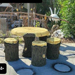 میز و صندلی سیمانی طرح چوب