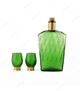 بطری و شات آبگینه سبزرنگ- کد ۰۱۳ 