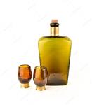 بطری و شات آبگینه رنگ عسلی- کد ۰۱۲