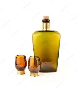 بطری و شات آبگینه رنگ عسلی- کد ۰۱۲ 