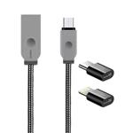 کابل تبدیل USB به microUSB جووی مدل LMi6 طول 1.2 متر به همراه مبدل OTG USB-C و لایتنینگ