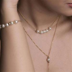 نیم ست استیل با مروارید سنگ