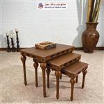 میز عسلی چوبی کلاسیک سه تیکه مدل 0081 سهیل