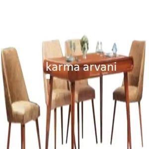 میز و صندلی ناهار خوری 6 نفره چوبی دورا کرم پشت صندلی لمسه 155 90 77 برند صنعت چوب کارما