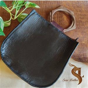 کیف دستی چرم اصل زنانه دسته چوبی