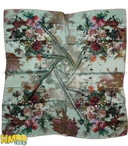 روسری مجلسی ابریشم سبز فیروزه ای کد 1733