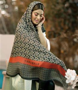 روسری سبز باربری نخی قواره بزرگ کد 2638