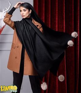 شال پاییزه زمستانی مشکی ساده پلیسه منگوله دار دخترانه کد1988