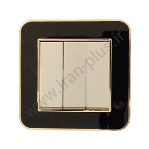 کلید سه پل مدل ارس مشکی طلایی میانی بژ