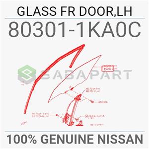  شیشه درب نیسان جوک – جلو سمت چپ – محصول اصلی (جنیون پارت) – کد فنی: 803011KA0C