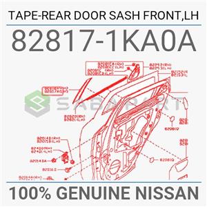 برچسب بغل درب نیسان جوک – جلو سمت چپ – محصول اصلی (جنیون پارت) – کد فنی: 828171KA0A