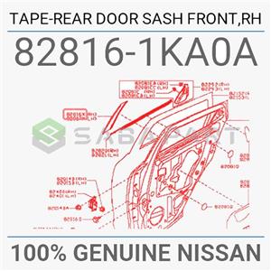 برچسب بغل درب نیسان جوک – جلو سمت راست – محصول اصلی (جنیون پارت) – کد فنی: 828161KA0A