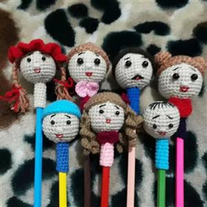 عروسک انگشتی و سرمدادی بافتنی قلاب بافی(4عددی)