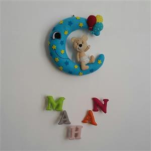 آویز اتاق خواب کودک طرح ماه و ستاره نمدی