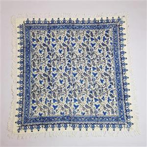 قلمکاری  رومیزی سفره قلمکار ی آبی باغ انگور  گالری ترنج 