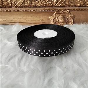 روبان ساتن خالدار مشکی رول کامل