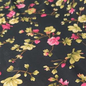 پارچه کرپ حریر گلدار  صورتی