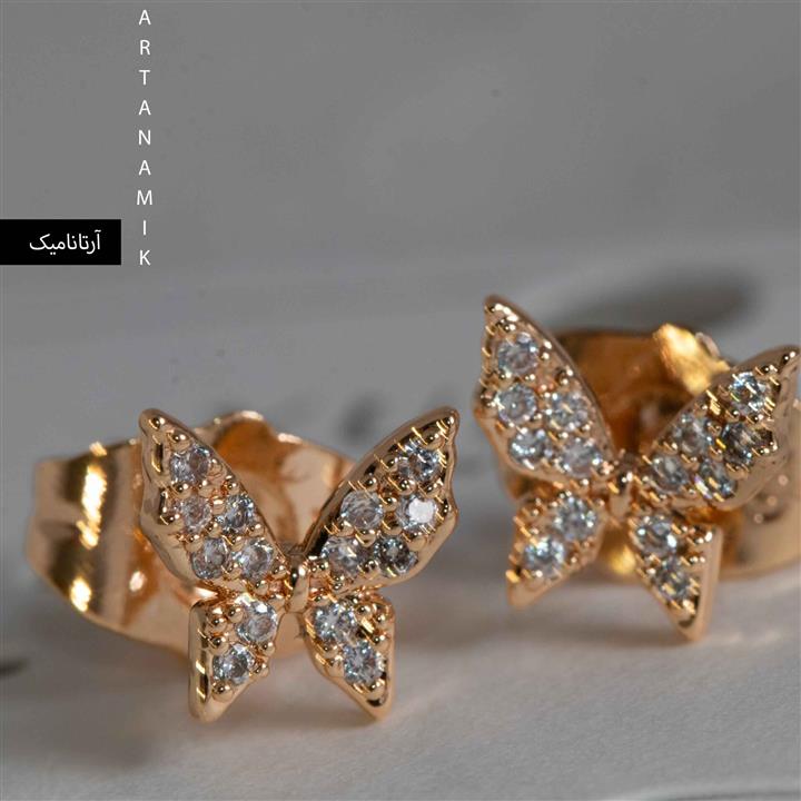 گوشواره ژوپینگ طرح پروانه نگین دار