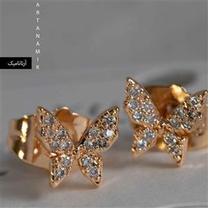 گوشواره ژوپینگ طرح پروانه نگین دار