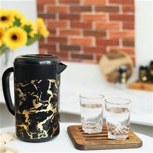 پارچ آب ماربل رنگ مشکی  روکش طلایی