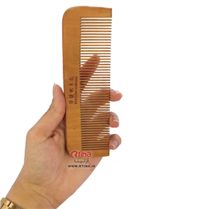 شانه چوبی مو دندانه ریز طرح مستطیلی 17cm