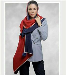 شال پاییزه زمستانی ساده دو رنگ پلیسه دورو منگوله دار کد 2461