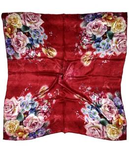 روسری مجلسی ابریشم اصل قرمز کد 2566