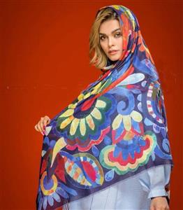 روسری آبی کاربنی آبرنگی کد 2086