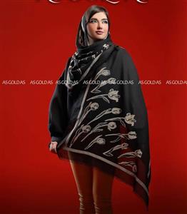 شال مشکی کرم مجلسی حریر کد 2677