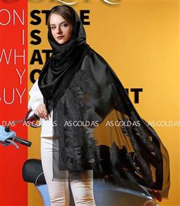 شال مشکی مجلسی حریر کد 2676