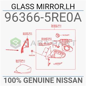  شیشه آینه نیسان کیکس – سمت چپ – محصول اصلی (جنیون پارت)