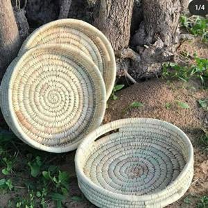 سینی دسته دار حصیری (قطر 30 جنوب تولید از کارگاه حصیر بافی دختر نخلستان