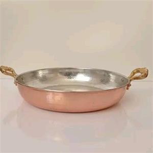 ماهیتابه مسی دسته برنجی بزرگ نانو