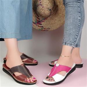 صندل دمپایی تابستانی زنانه طبی راحتی تمام چرم طبیعی گواشیر طرح اکو