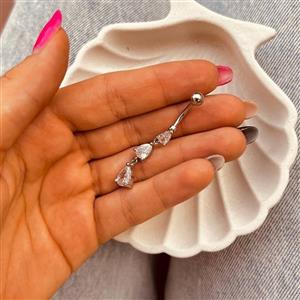 پیرسینگ ناف طرح سه نگین آویز