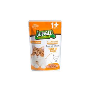 پوچ گربه عقیم شده جانگل با طعم مرغ در سس Jungle Sterilised Chunks With Chicken وزن 100 گرم