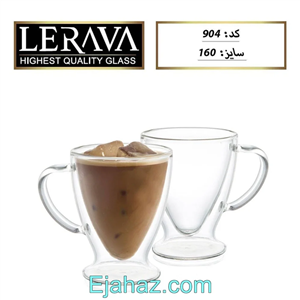 فنجان پیرکس دو جداره دسته دار مدل قیف