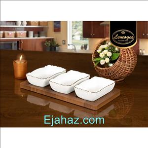 سرویس اردو خوری مستطیل موج سه خانه چینی لمون